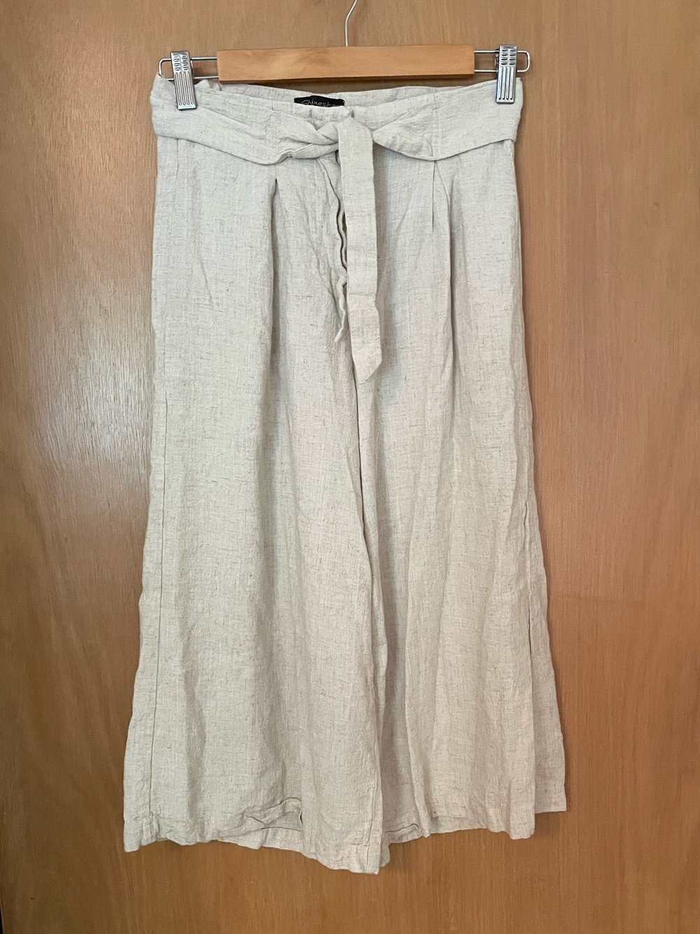 Shinestar Natural Linen Gaucho Bermuda Wide Leg Shorts Size S/26